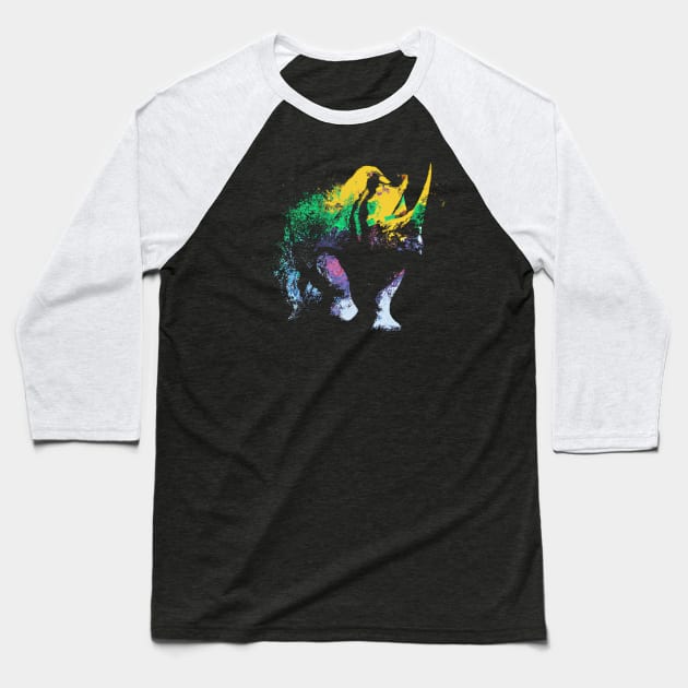 Stencil Rhino Baseball T-Shirt by poppijanne